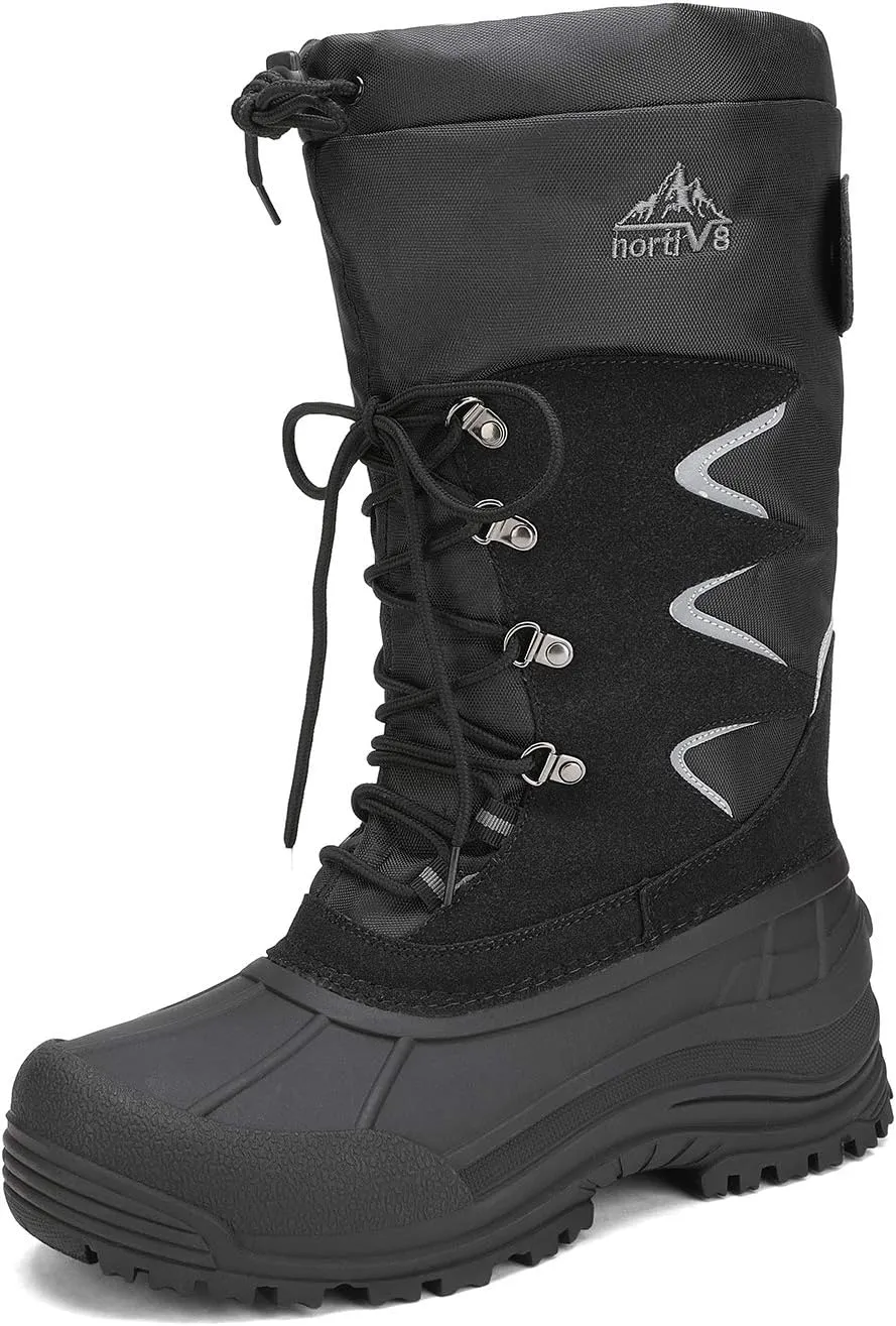 NORTIV 8 Men's Waterproof Hiking Winter Snow Boots Insulated Fur Liner Lightweight Outdoor Tall Boots