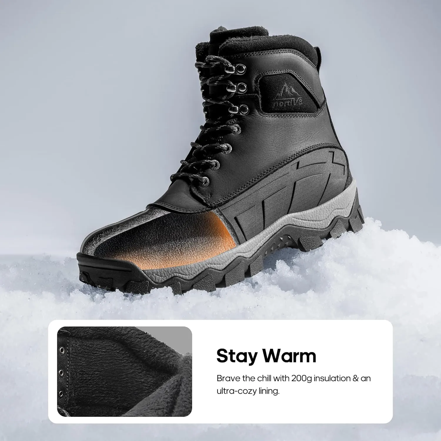 NORTIV 8 Mens Winter Boots Insulated Waterproof Snow Hiking Boots