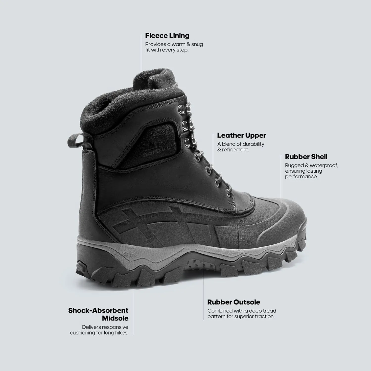 NORTIV 8 Mens Winter Boots Insulated Waterproof Snow Hiking Boots