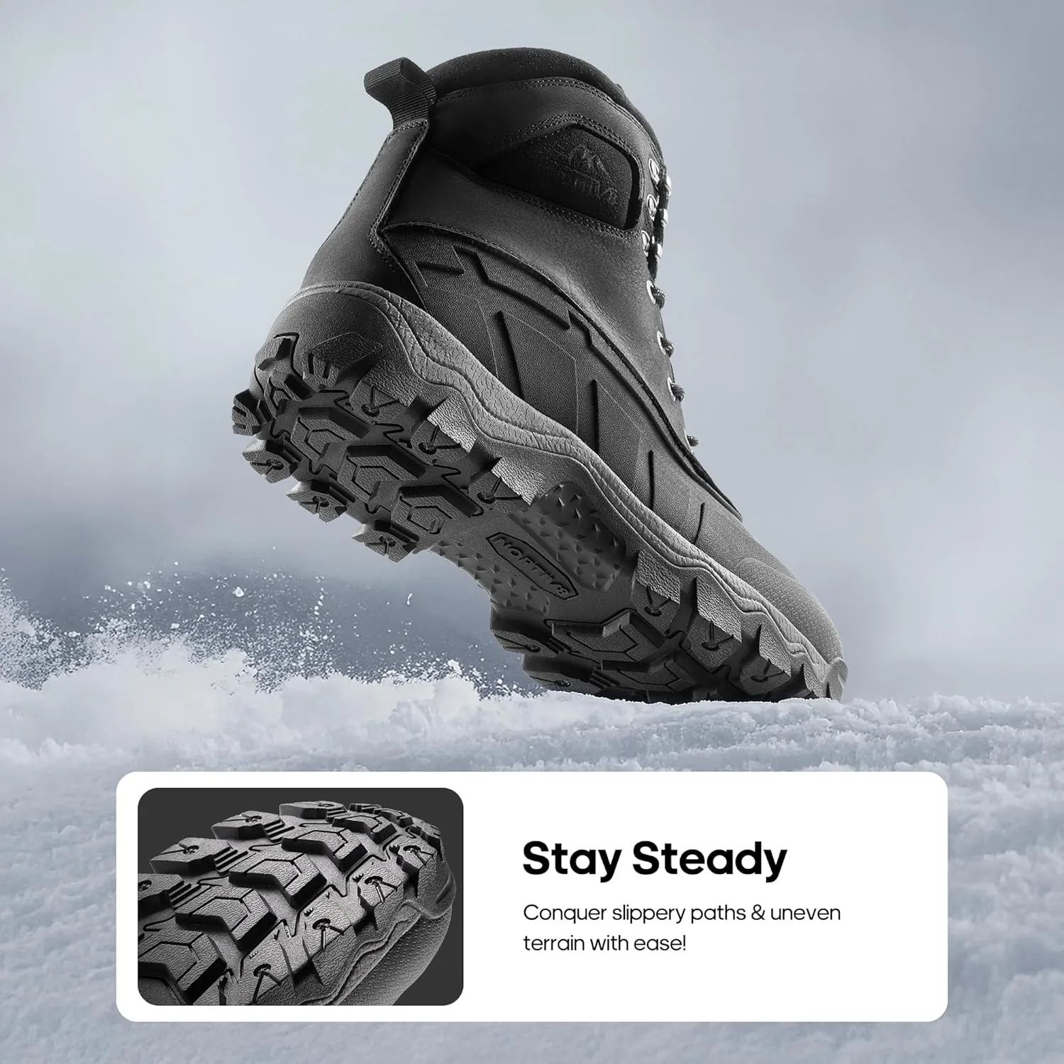 NORTIV 8 Mens Winter Boots Insulated Waterproof Snow Hiking Boots