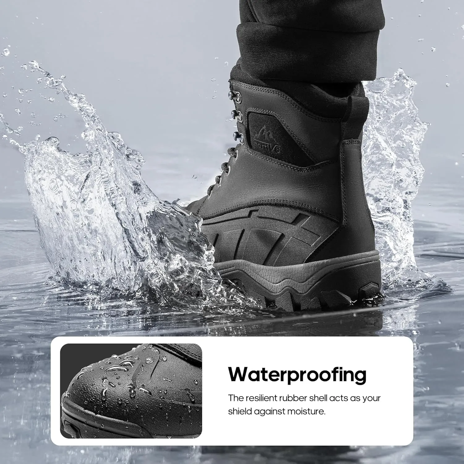 NORTIV 8 Mens Winter Boots Insulated Waterproof Snow Hiking Boots