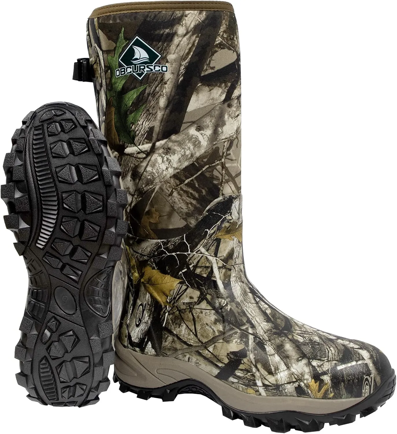 Obcursco Hunting Boots for Men, Waterproof Insulated 6mm Neoprene Rubber Boots for Hunting and Outdoor Activities (Camo)