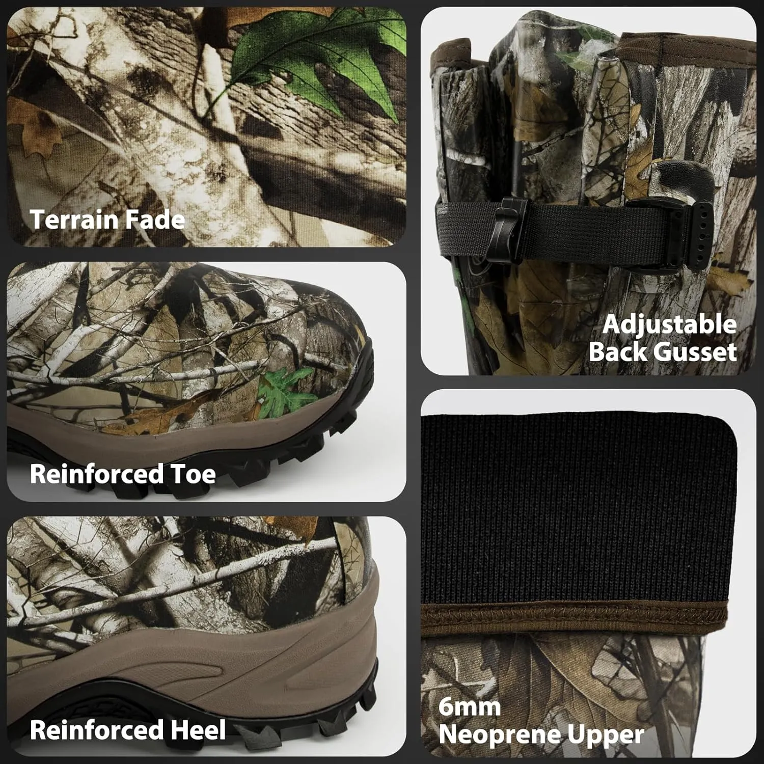 Obcursco Hunting Boots for Men, Waterproof Insulated 6mm Neoprene Rubber Boots for Hunting and Outdoor Activities (Camo)