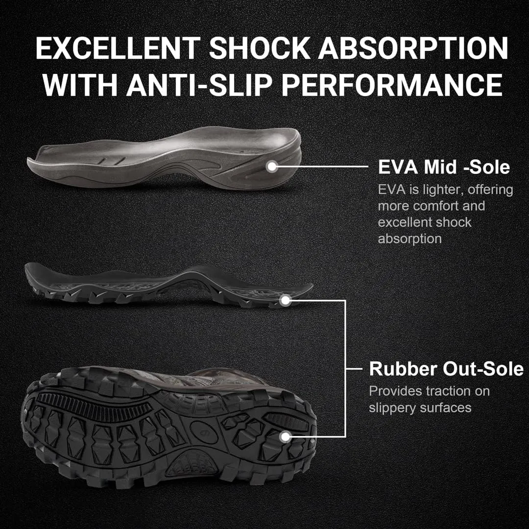 Obcursco Hunting Boots for Men, Waterproof Insulated 6mm Neoprene Rubber Boots for Hunting and Outdoor Activities (Camo)