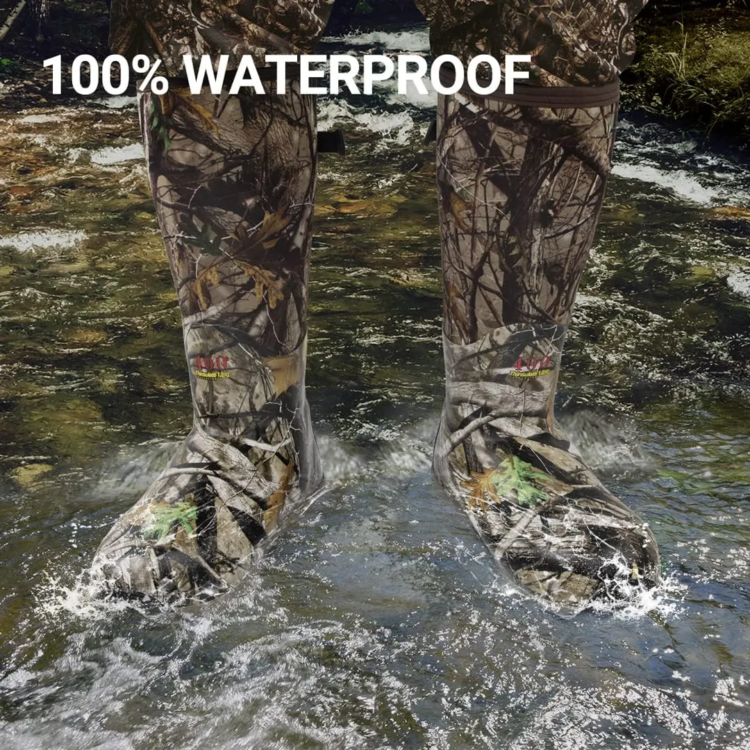 Obcursco Hunting Boots for Men, Waterproof Insulated 6mm Neoprene Rubber Boots for Hunting and Outdoor Activities (Camo)