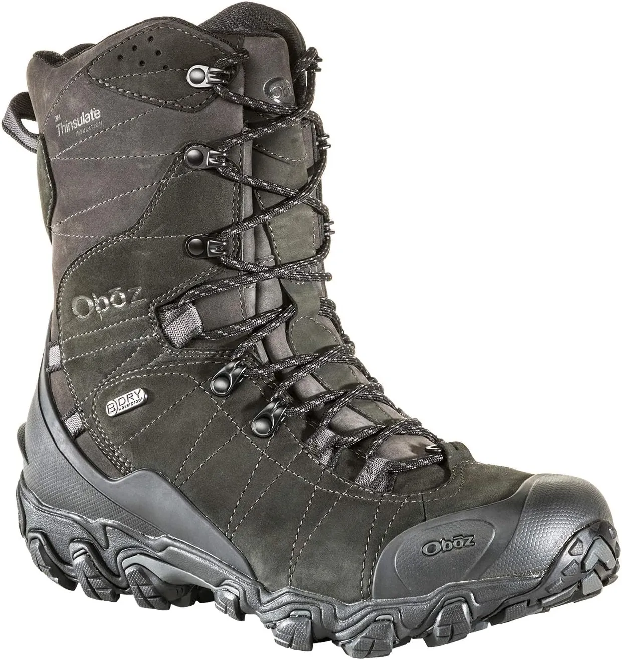 Oboz Bridger 10" Insulated B-DRY Hiking Boots - Men's Carbon Black 10 Wide
