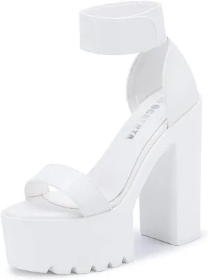 OCHENTA Womens Fashion Platform Sandals Chunky Heels Lug Sole Block High Heel Comfortable Sexy Heels