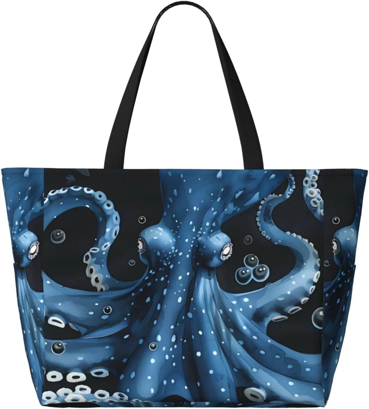 Octopus Print Large Beach Tote Bag Women Waterproof Sandproof Zipper Beach Tote Bag For Pool Gym Grocery Travel With Wet