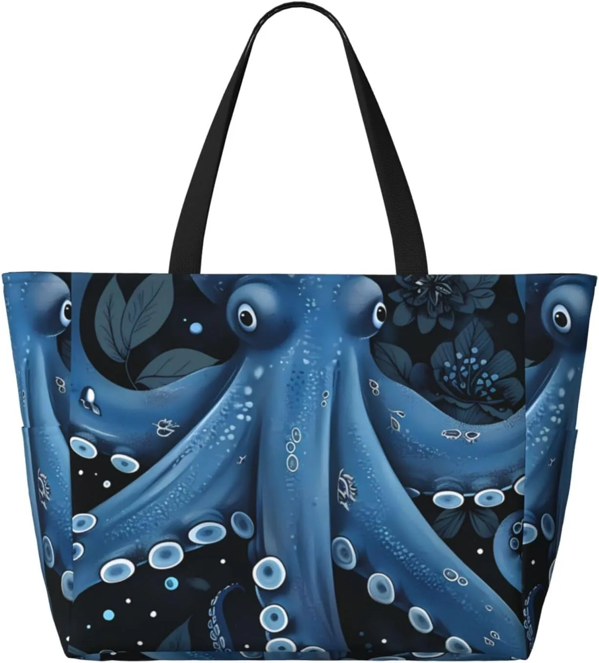 Octopus Print Large Beach Tote Bag Women Waterproof Sandproof Zipper Beach Tote Bag For Pool Gym Grocery Travel With Wet