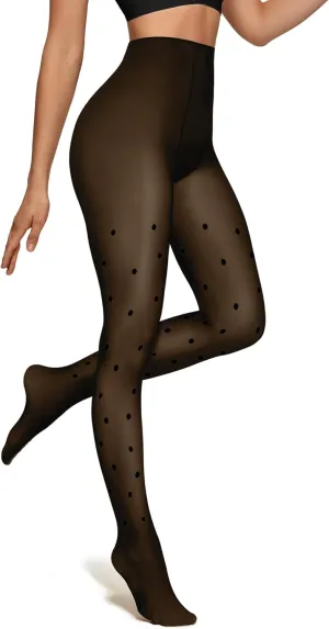 OEAK Womens Fleece Lined Tights Fake Translucent Pantyhose Thermal Opaque High Waisted Winter Legging Footed Sheer Tights