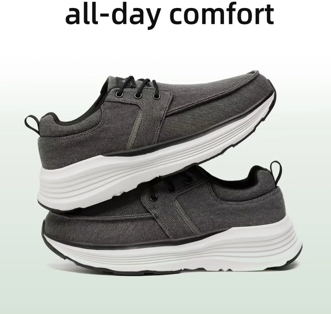 OrthoComfoot Men's Orthopedic Outdoor Slip-On Loafers Walking Shoes: Arch Support Plantar Fasciitis Sneakers, Comfort Classic Canvas Shoes for Foot and Heel Pain