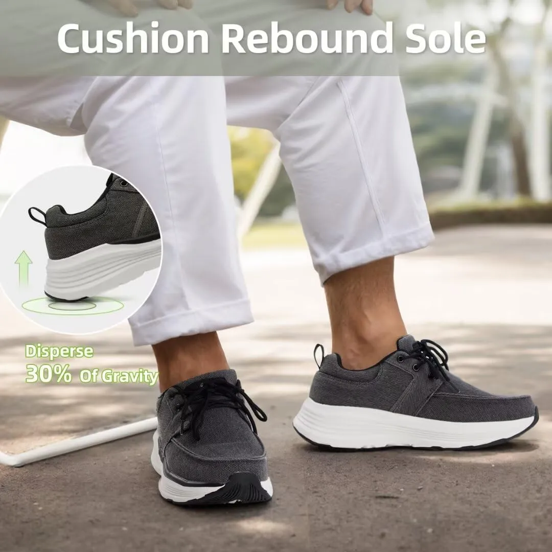OrthoComfoot Men's Orthopedic Outdoor Slip-On Loafers Walking Shoes: Arch Support Plantar Fasciitis Sneakers, Comfort Classic Canvas Shoes for Foot and Heel Pain