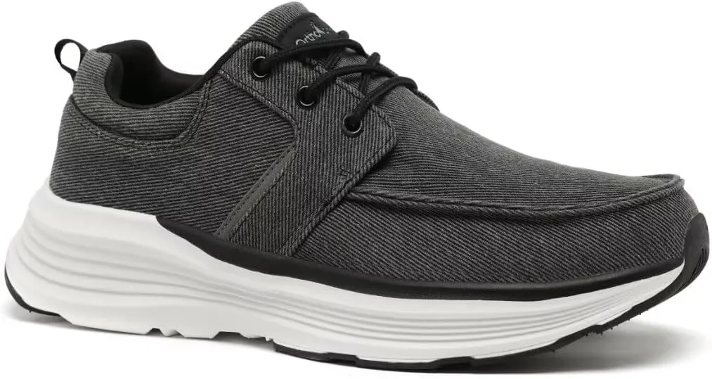 OrthoComfoot Men's Orthopedic Outdoor Slip-On Loafers Walking Shoes: Arch Support Plantar Fasciitis Sneakers, Comfort Classic Canvas Shoes for Foot and Heel Pain