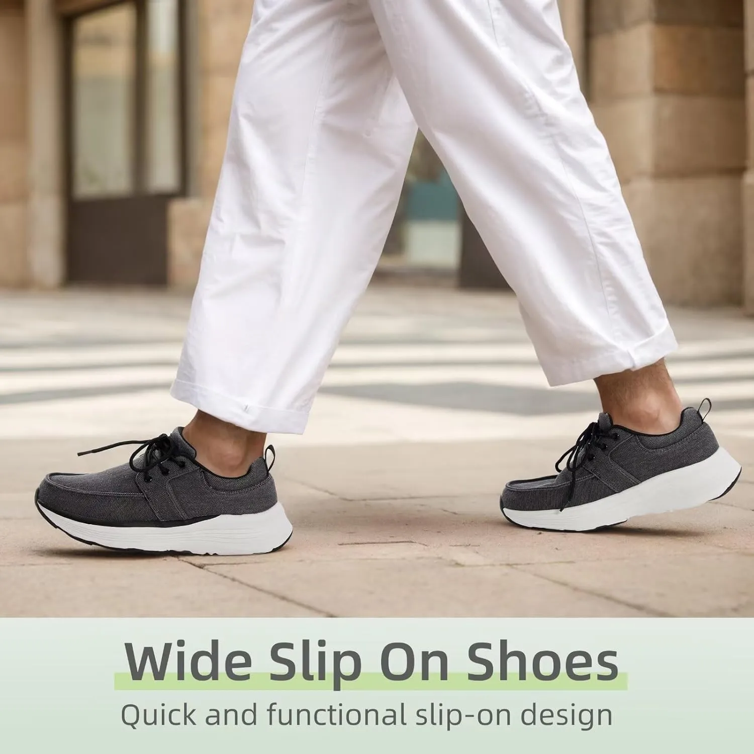 OrthoComfoot Men's Orthopedic Outdoor Slip-On Loafers Walking Shoes: Arch Support Plantar Fasciitis Sneakers, Comfort Classic Canvas Shoes for Foot and Heel Pain