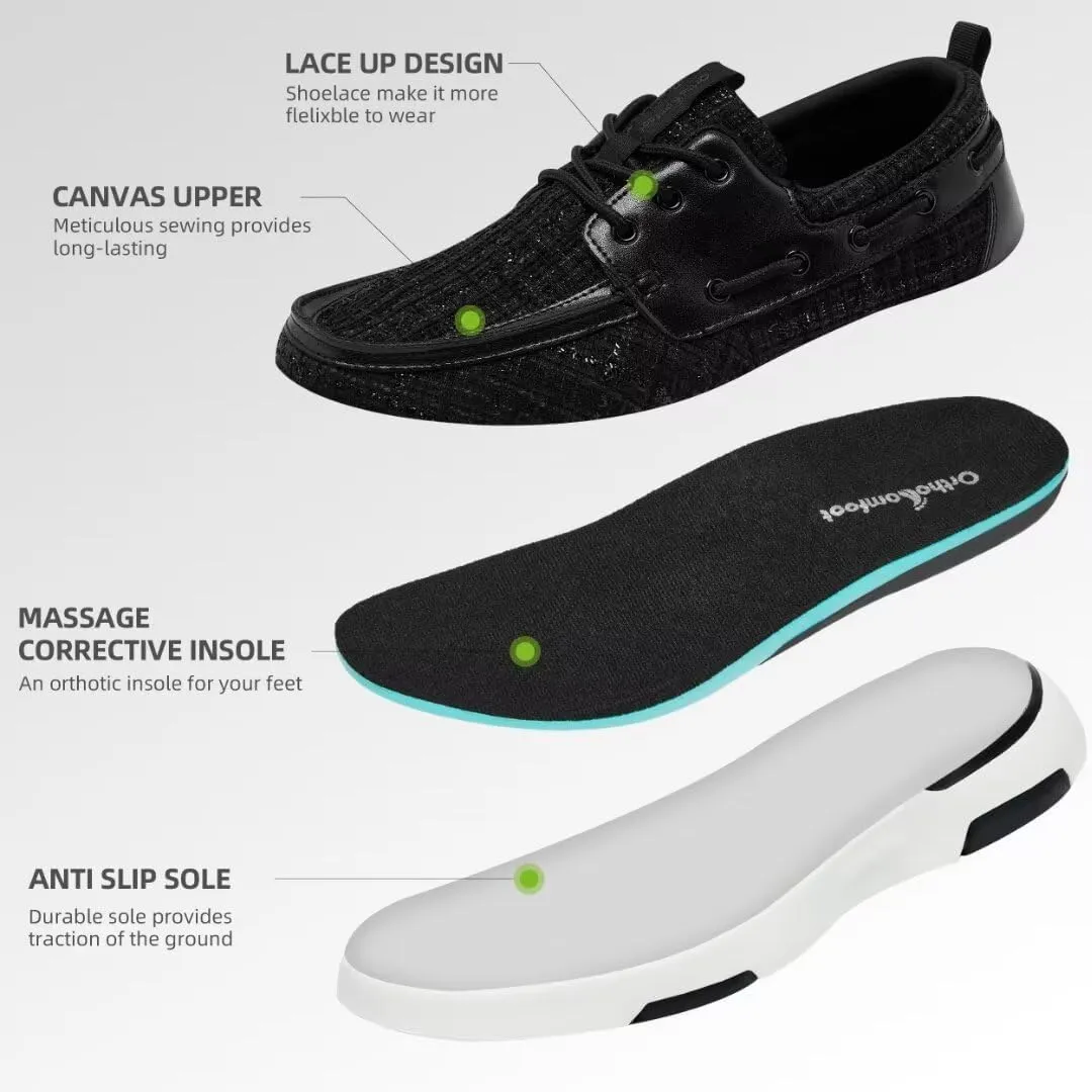 OrthoComfoot Men's Orthopedic Walking Shoes with Arch Support: Casual Plantar Fasciitis Slip-On Loafers for Flat Feet, Orthotic Adjustable Fashion Sneakers for Foot and Heel Pain