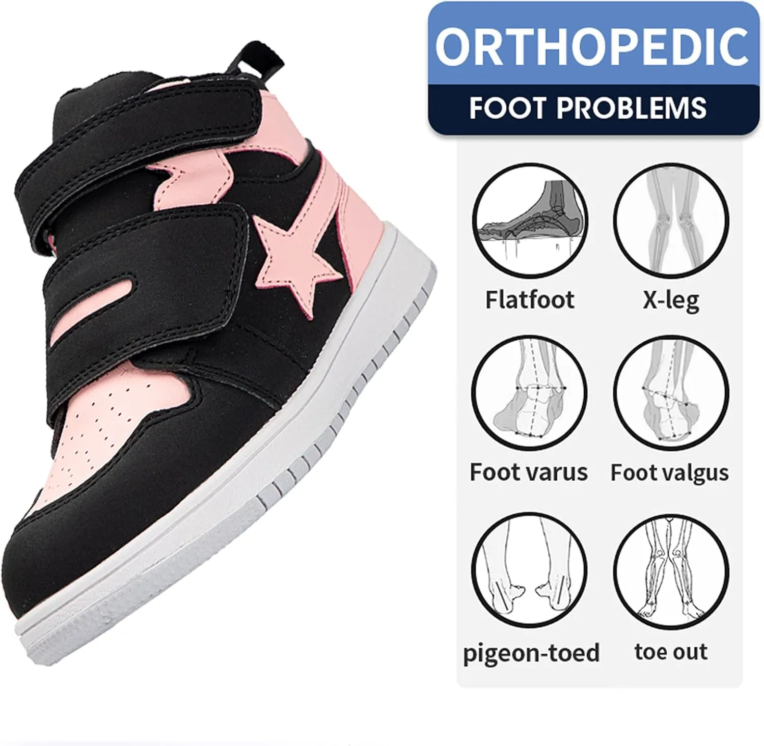 Orthopedic Shoes for Kids and Toddlers,Arch and Ankle Support Sneakers for Children,Ideal for Correct and Prevent Flat Feet and Foot Varus/Valgus