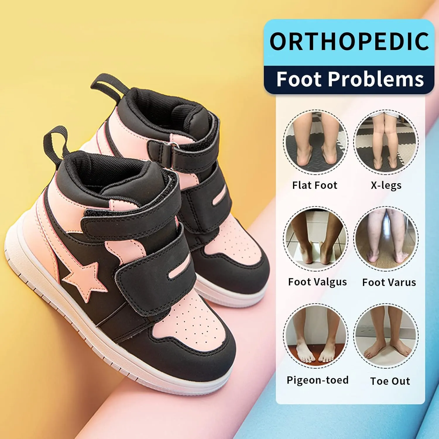 Orthopedic Shoes for Kids and Toddlers,Arch and Ankle Support Sneakers for Children,Ideal for Correct and Prevent Flat Feet and Foot Varus/Valgus