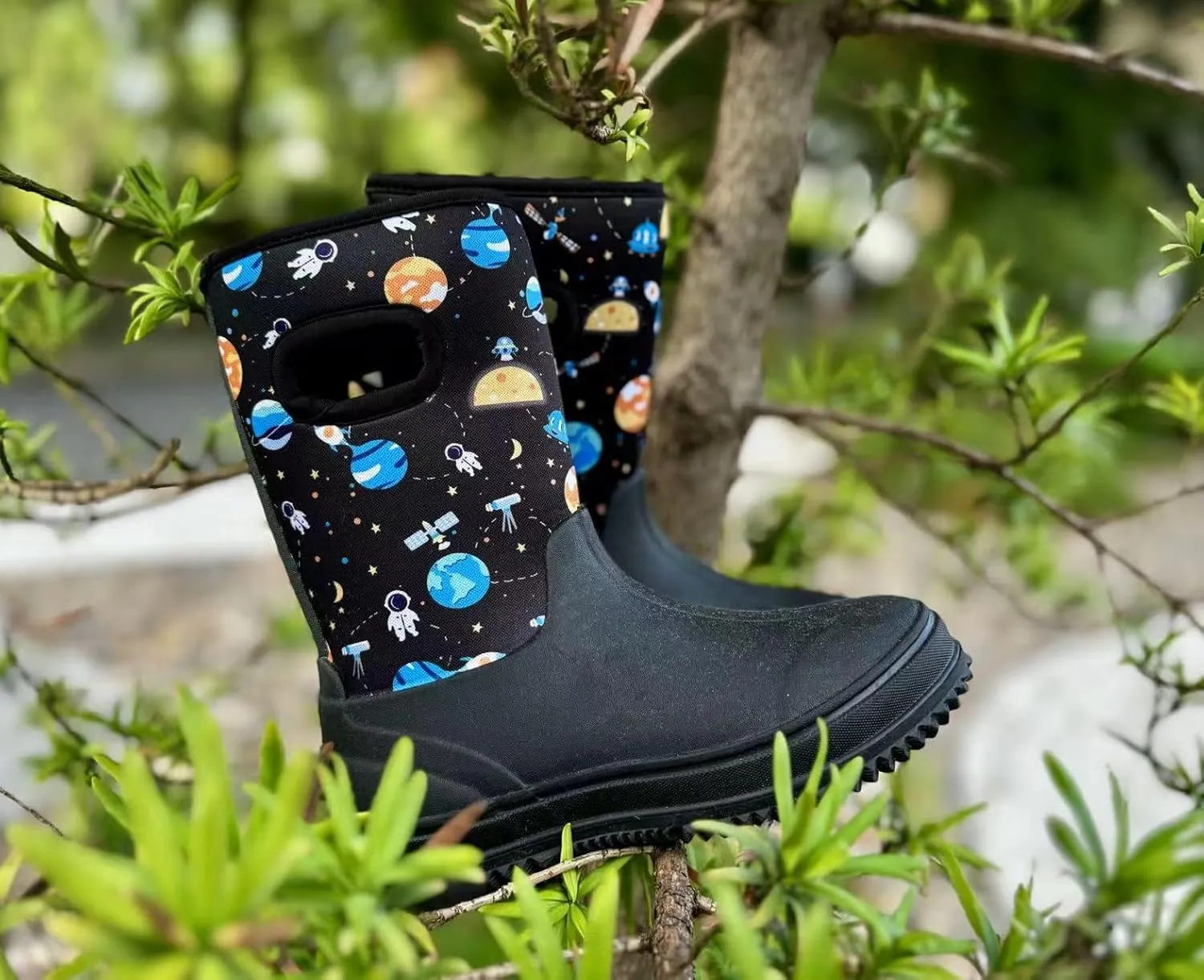 Outee Toddler Kids Warm Waterproof Neoprene Rain Boots