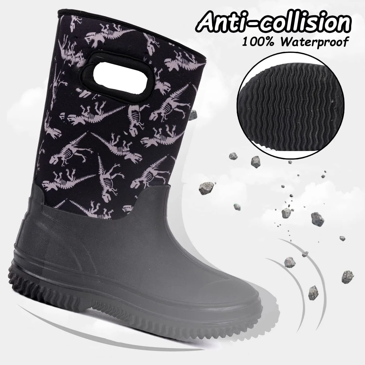 Outee Toddler Kids Warm Waterproof Neoprene Rain Boots