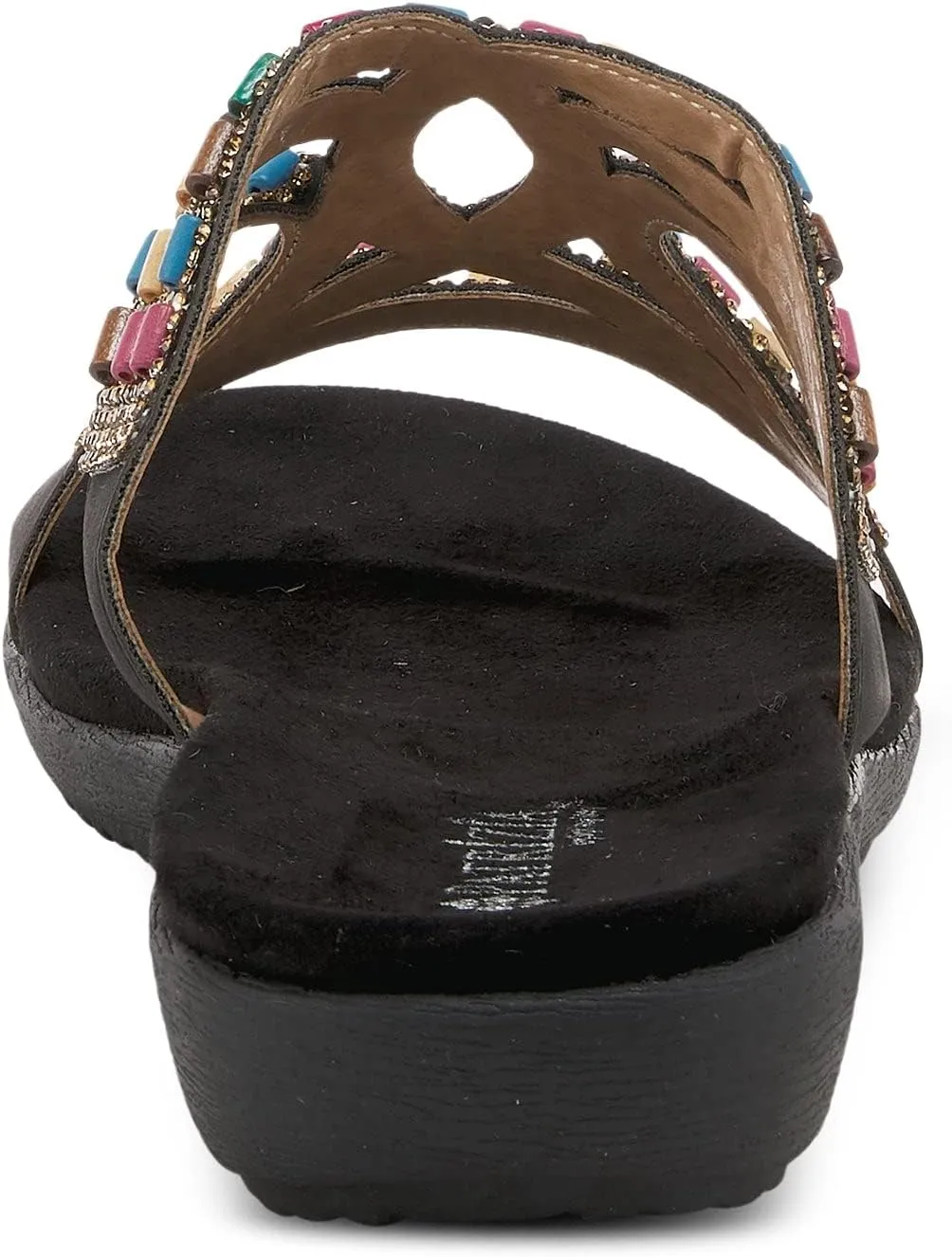 PATRIZIA Twirling Women's Slip-On Sandals – Crystal & Bead Embellished Slides with Microsuede Footbed, TPR Outsole, and 1¼” Low Heel