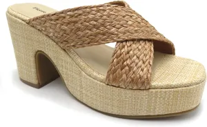 Pierre Dumas Women's Platform Sandals Open Toe Slip On Chunky Block Heel Sandals