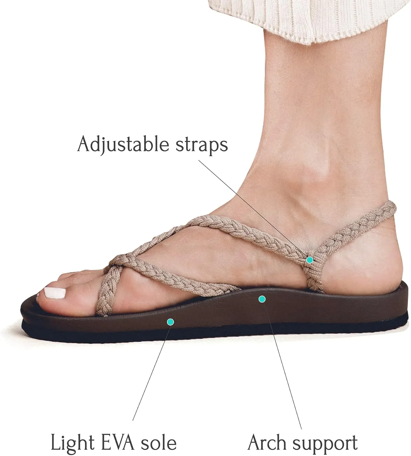 Plaka Lagoon Arch Support Sandals for Women - Comfort Collection, Strappy Braided & Water-Resistant Design - Ideal for Walking, Beach & Summer Use - Patented Sole