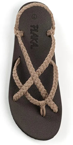 Plaka Lagoon Arch Support Sandals for Women - Comfort Collection, Strappy Braided & Water-Resistant Design - Ideal for Walking, Beach & Summer Use - Patented Sole
