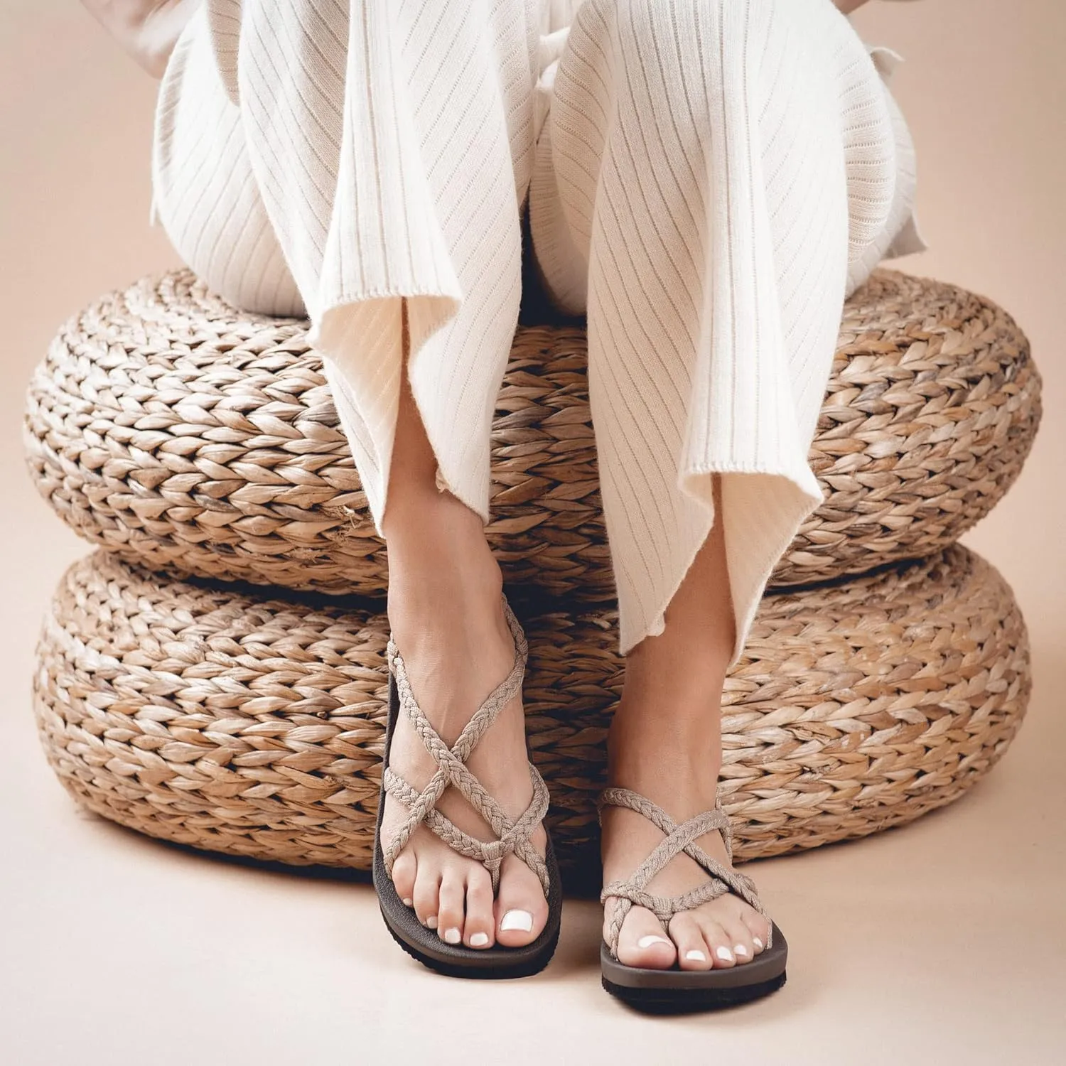 Plaka Lagoon Arch Support Sandals for Women - Comfort Collection, Strappy Braided & Water-Resistant Design - Ideal for Walking, Beach & Summer Use - Patented Sole