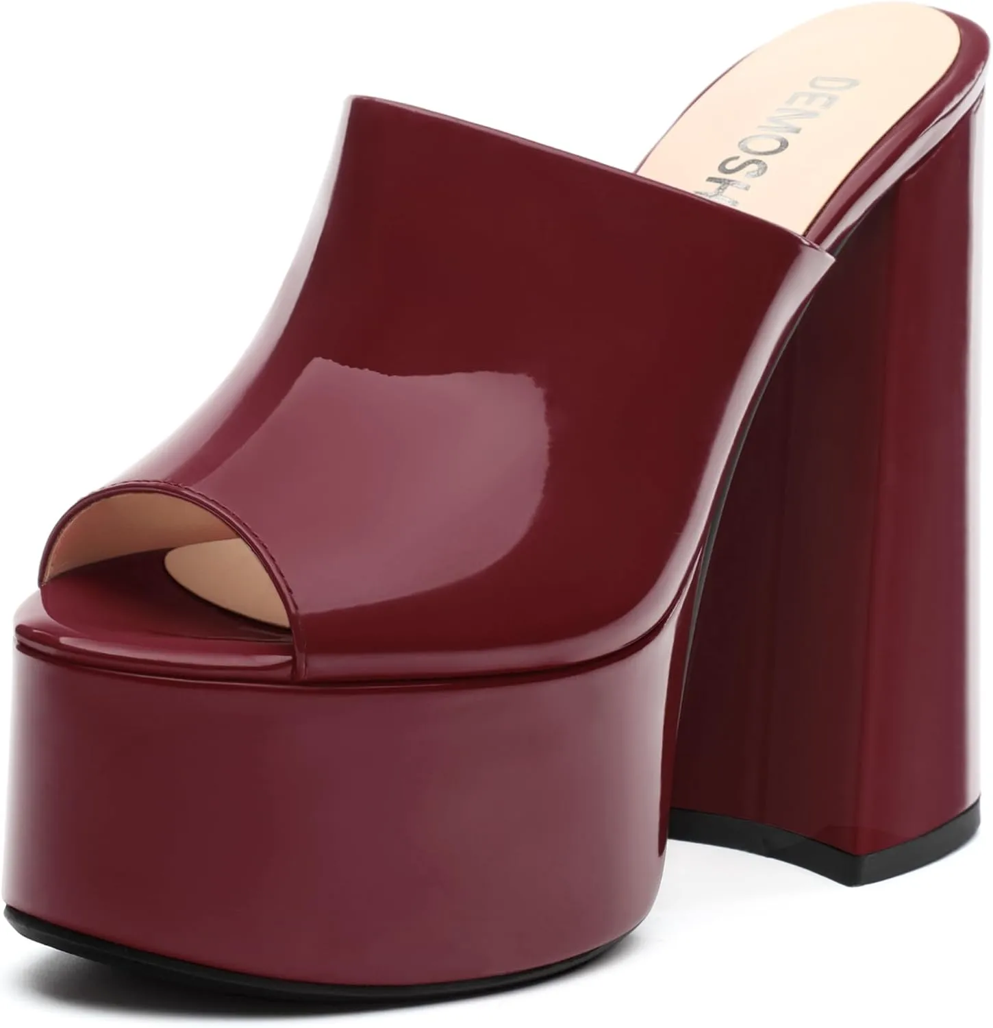 Platform Chunky Heels Sandals for Women Slip on Open Peep Toe Slide on Block High Heels Sexy Club Party Candies Shoes 6 Inch