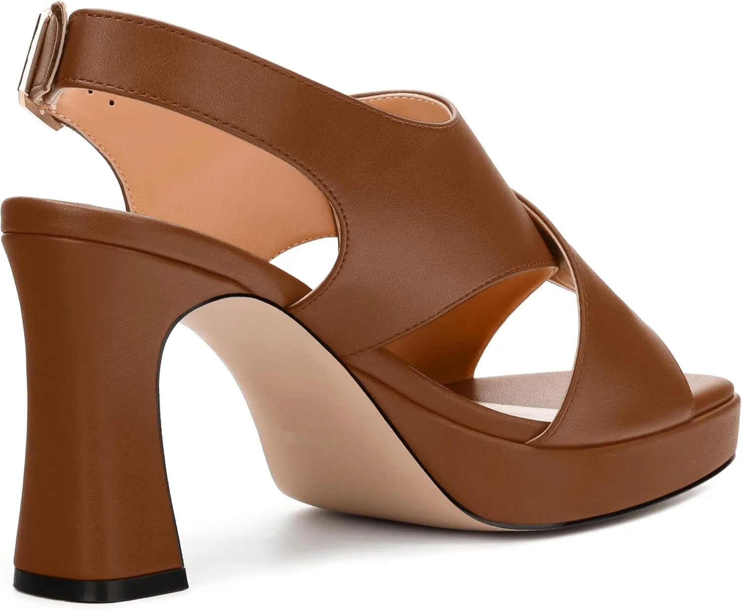 Platform Sandals, Buckle Slingback High Heels for Women, Square Open Toe Fashion Solid Block Heeled Sandal