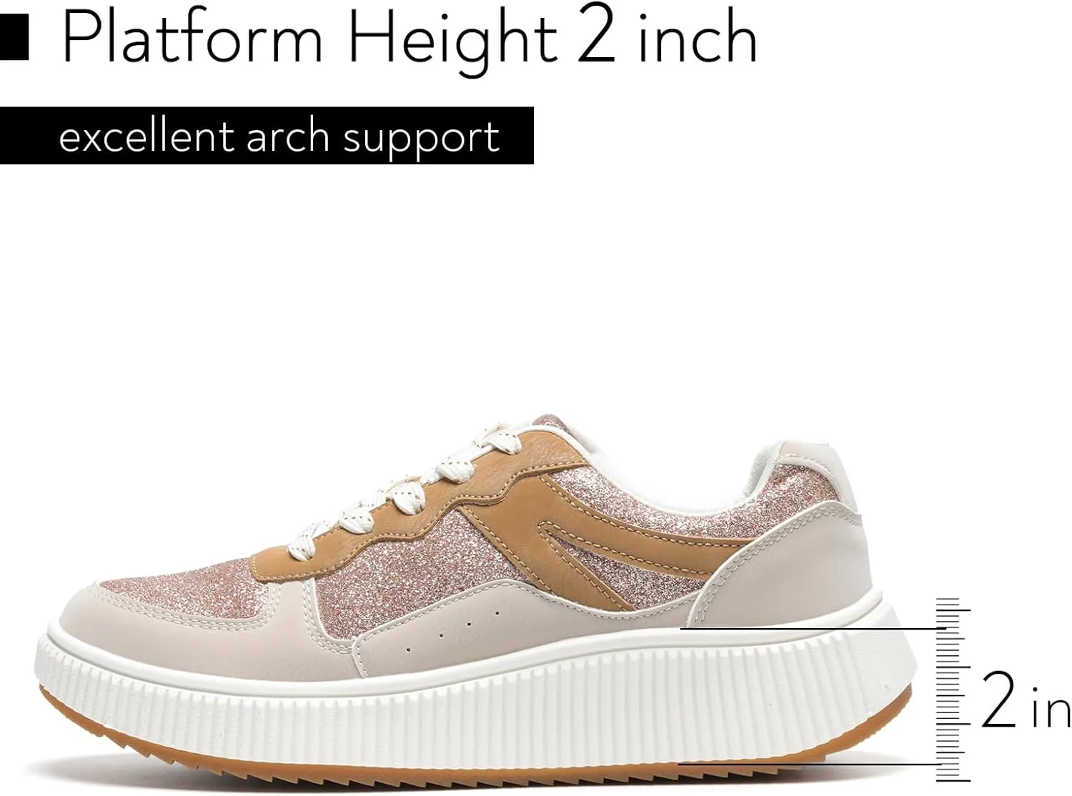Platform Sneakers for Women Glitter Lightweight Tennis Walking Shoes