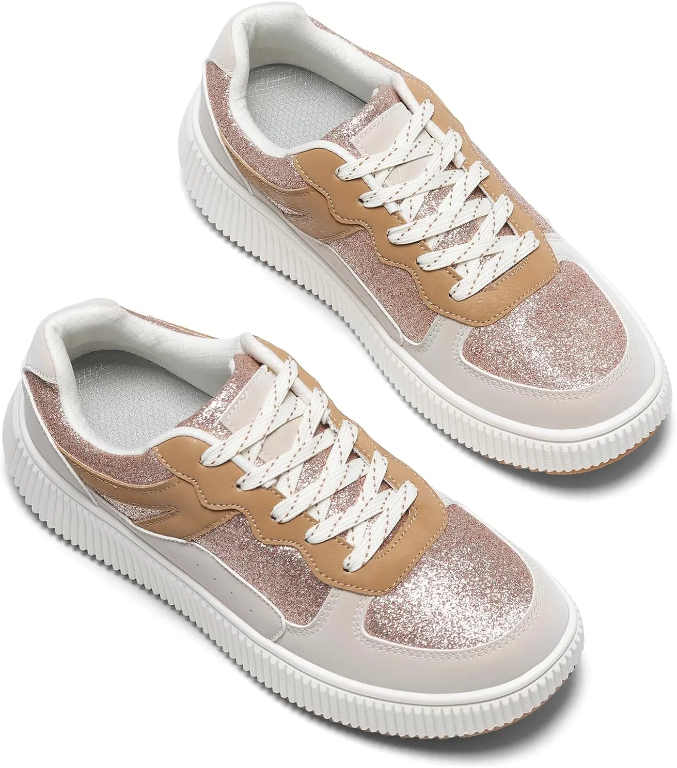 Platform Sneakers for Women Glitter Lightweight Tennis Walking Shoes