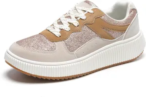 Platform Sneakers for Women Glitter Lightweight Tennis Walking Shoes