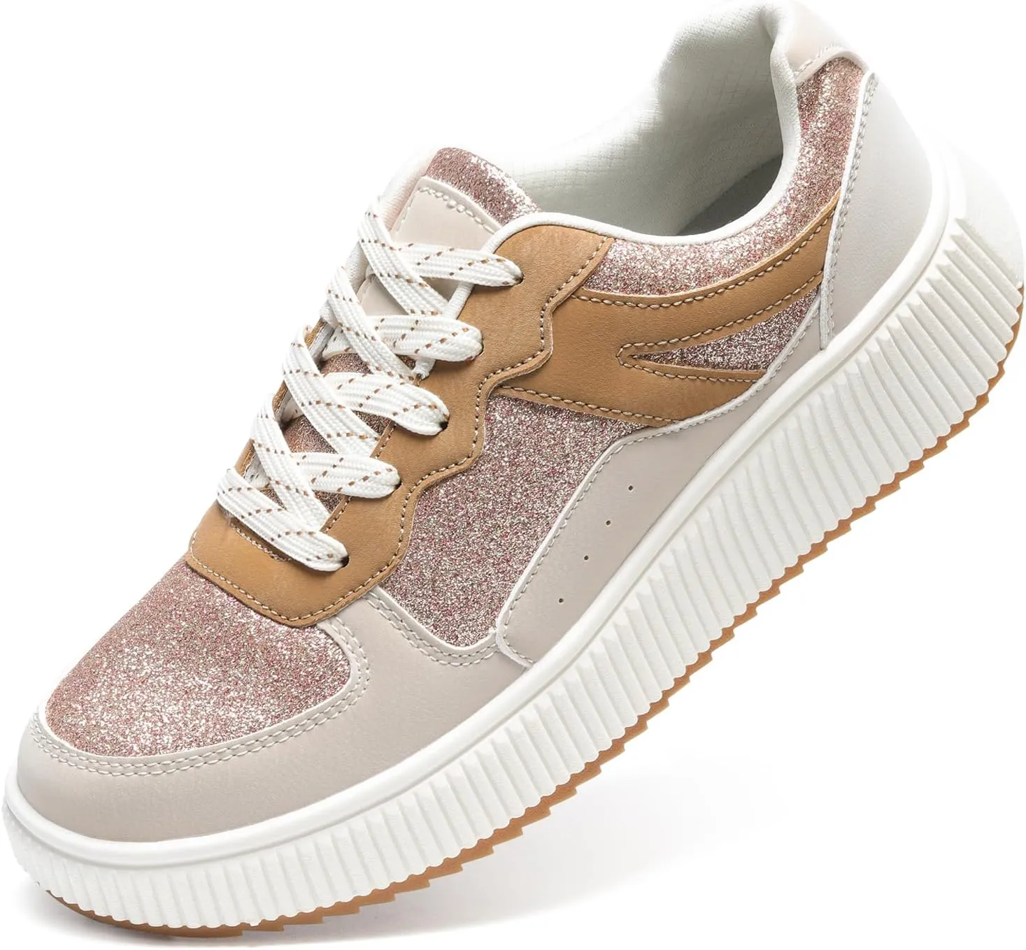 Platform Sneakers for Women Glitter Lightweight Tennis Walking Shoes