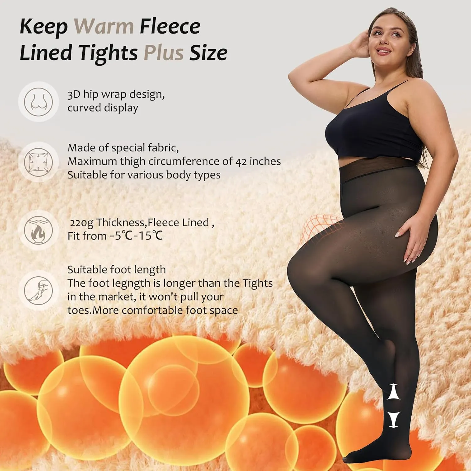 Plus Size Fleece Lined Tights Women,Warm Pantyhose Leggings Women,Fake Translucent Thermal Skin Colored Tights Winter.