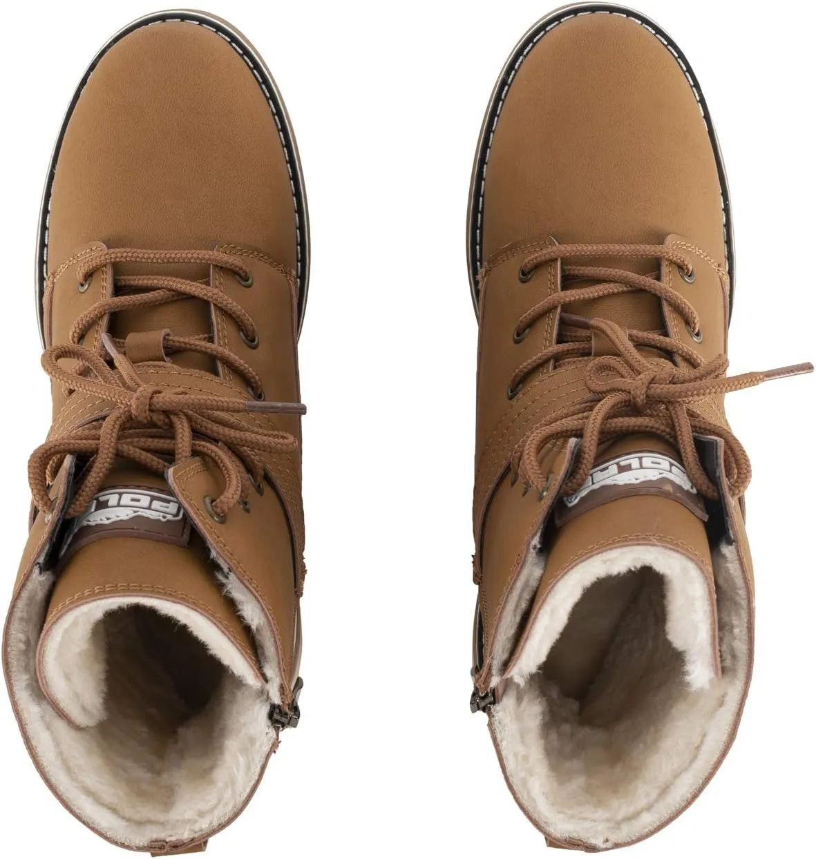 POLAR Womens Memory Foam Biker Snow Boots Faux Fur Lined Welted Rubber Outsole Thermal Shoes