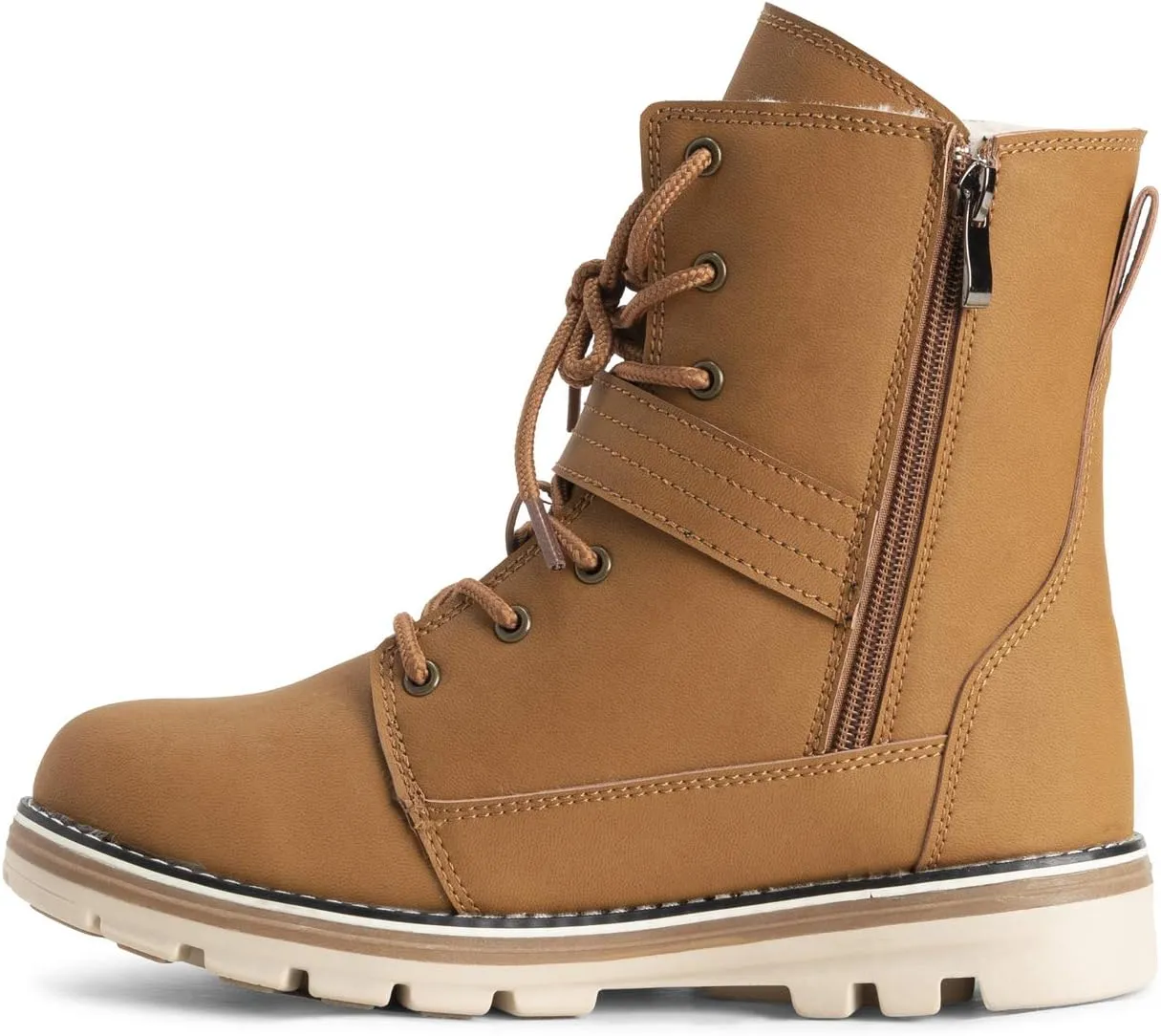POLAR Womens Memory Foam Biker Snow Boots Faux Fur Lined Welted Rubber Outsole Thermal Shoes
