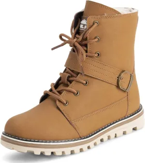POLAR Womens Memory Foam Biker Snow Boots Faux Fur Lined Welted Rubber Outsole Thermal Shoes