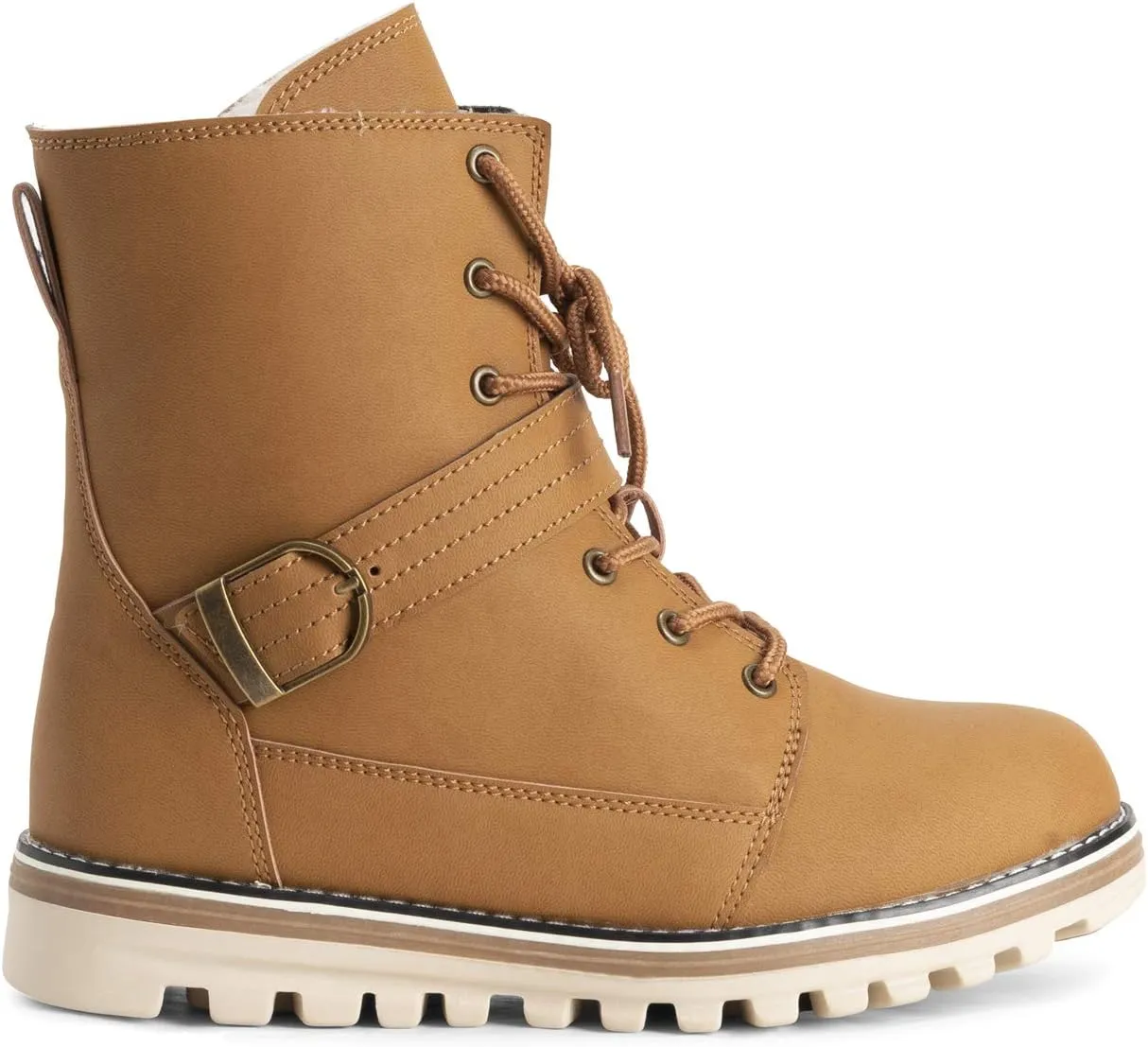 POLAR Womens Memory Foam Biker Snow Boots Faux Fur Lined Welted Rubber Outsole Thermal Shoes