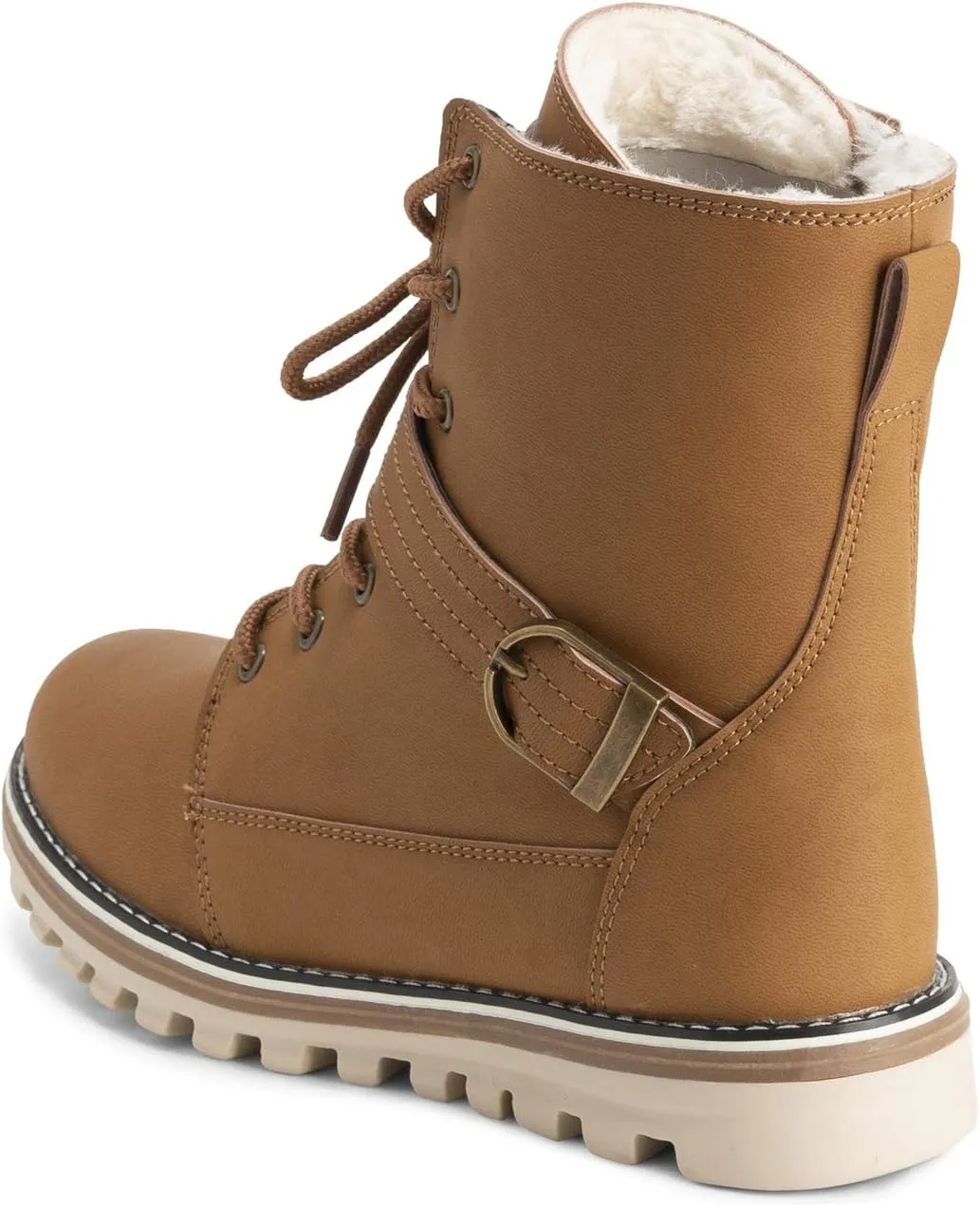 POLAR Womens Memory Foam Biker Snow Boots Faux Fur Lined Welted Rubber Outsole Thermal Shoes