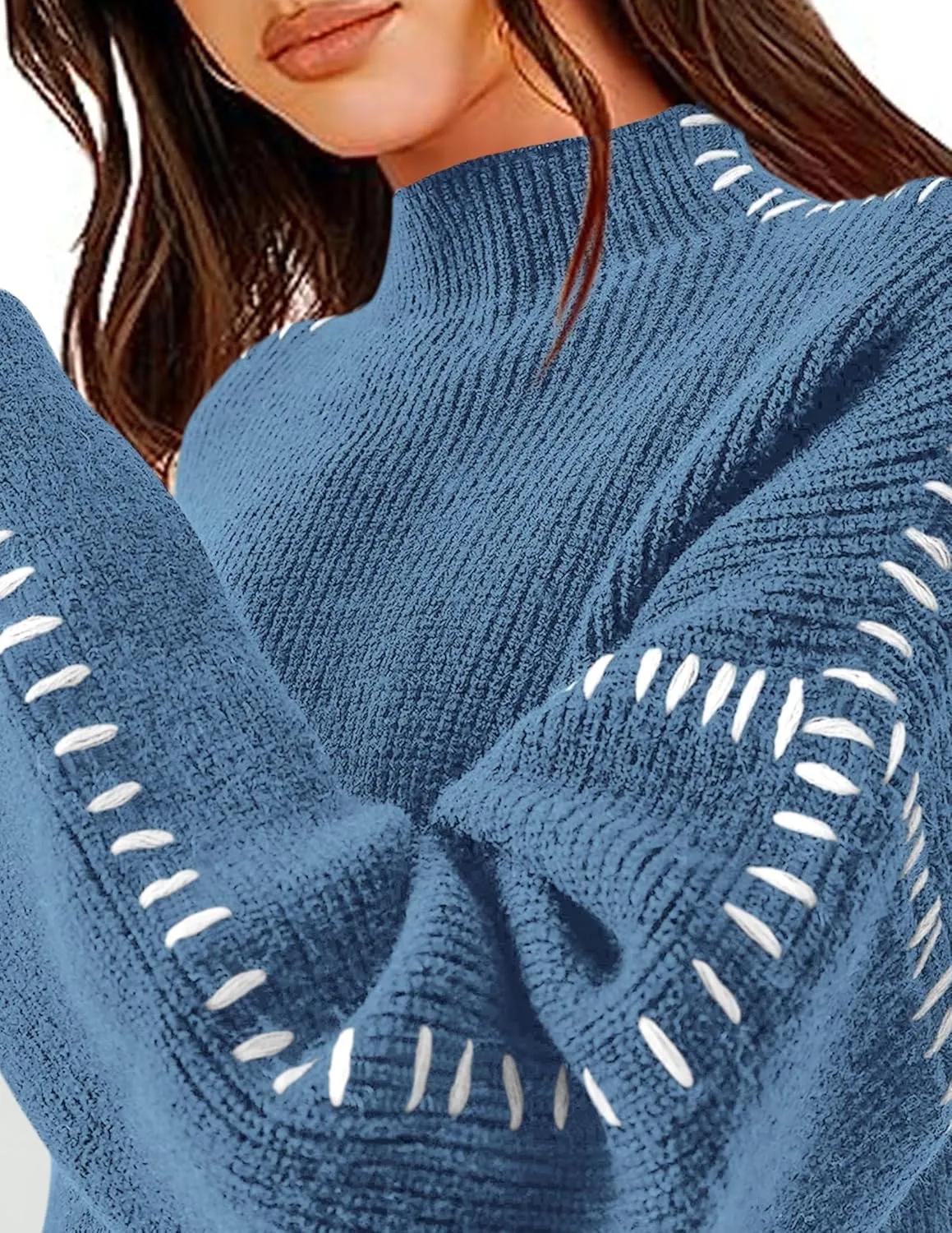 PRETTYGARDEN Women's Chunky Knit Winter Sweaters Casual Long Sleeve Mock Neck Oversized Loose Pullover Sweater Tops
