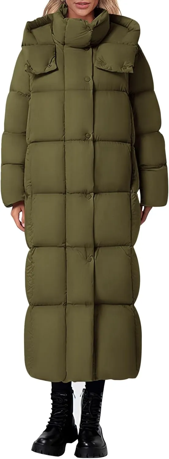 PRETTYGARDEN Women's Winter Long Puffer Coats Hooded Zip Up Casual Thickened Down Jackets Trendy Warm Clothes Outerwear