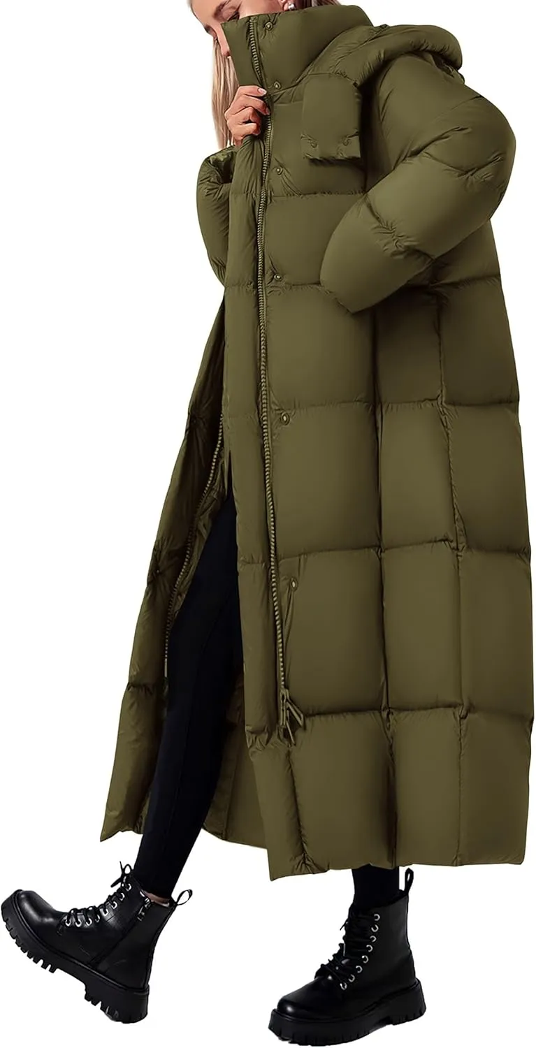 PRETTYGARDEN Women's Winter Long Puffer Coats Hooded Zip Up Casual Thickened Down Jackets Trendy Warm Clothes Outerwear