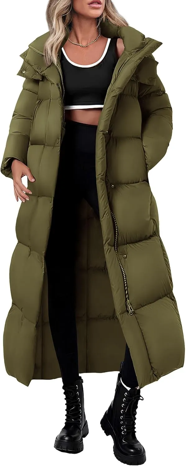 PRETTYGARDEN Women's Winter Long Puffer Coats Hooded Zip Up Casual Thickened Down Jackets Trendy Warm Clothes Outerwear