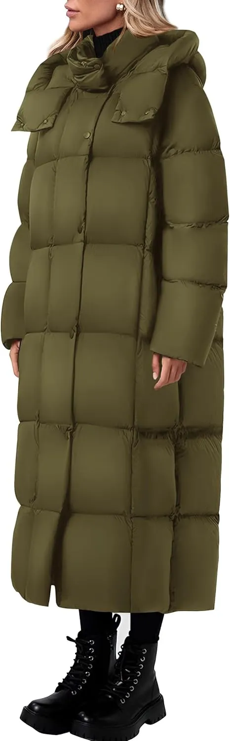 PRETTYGARDEN Women's Winter Long Puffer Coats Hooded Zip Up Casual Thickened Down Jackets Trendy Warm Clothes Outerwear