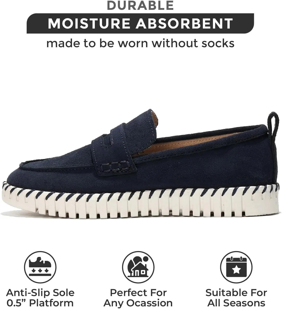 Project Cloud Genuine Leather Loafers for Women - Memory Foam Womens Shoes - Non Slip Spring Loafers Flexible Sole - Fashion Shoes for Women 2025 (Filide)