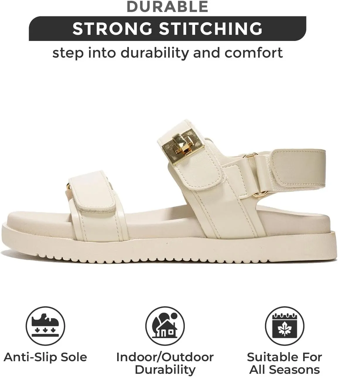 Project Cloud Genuine Leather Platform Sandals Women Footwear - Comfortable and Adjustable Summer Sandals for Women 2025 - Memory Foam and Non-Slip Slingback Beach Slides (Mona)
