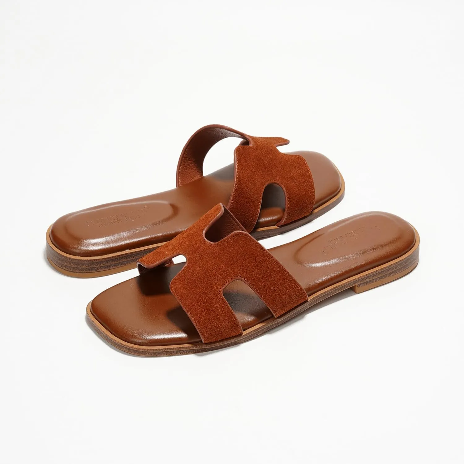 Project Cloud Genuine Leather Summer Sandals for Women 2025 - Fashion Flat Womens Sandals with Memory Foam Insole Slides Sandals Women Footwear - Mules Women's Sandals (Jannel)
