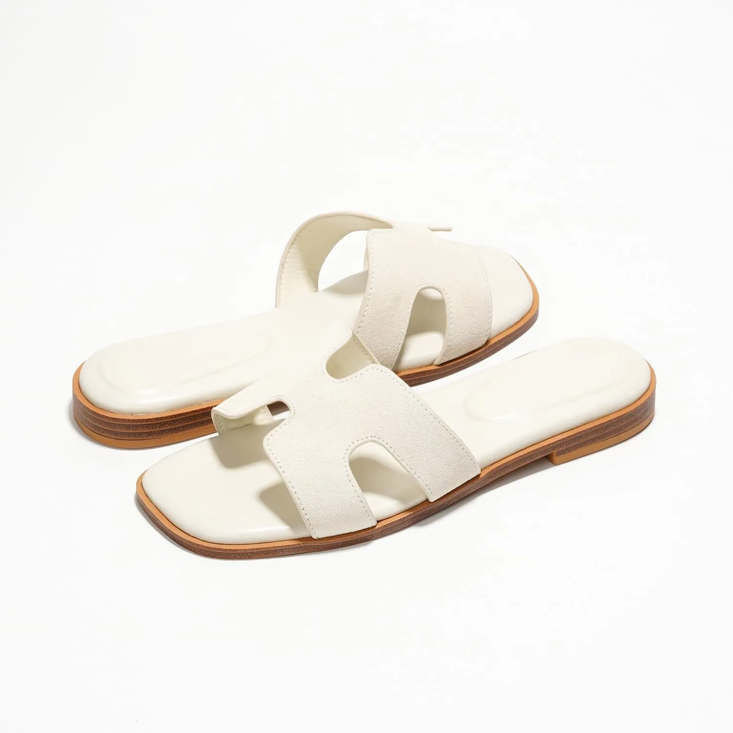 Project Cloud Genuine Leather Summer Sandals for Women 2025 - Fashion Flat Womens Sandals with Memory Foam Insole Slides Sandals Women Footwear - Mules Women's Sandals (Jannel)