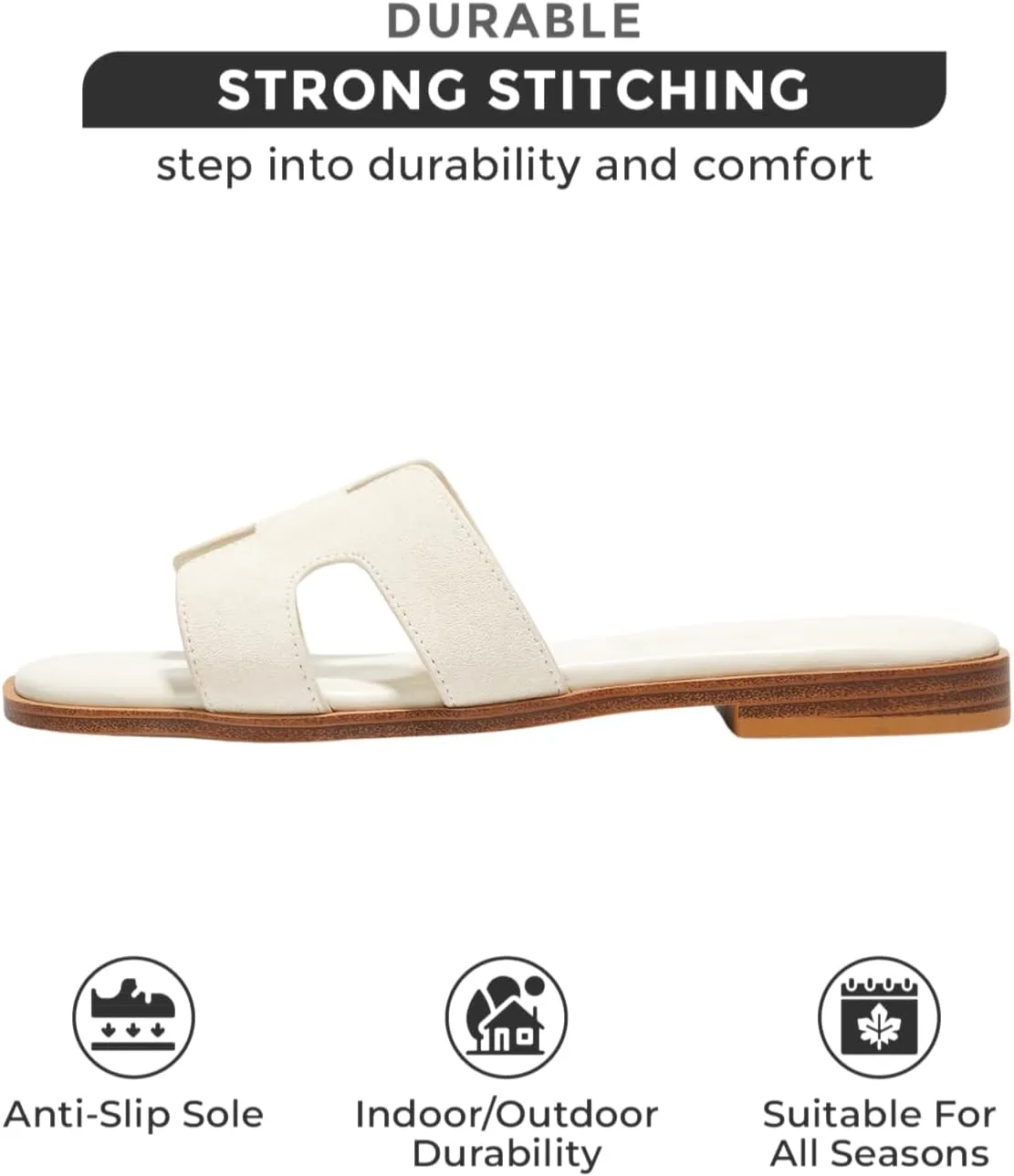 Project Cloud Genuine Leather Summer Sandals for Women 2025 - Fashion Flat Womens Sandals with Memory Foam Insole Slides Sandals Women Footwear - Mules Women's Sandals (Jannel)